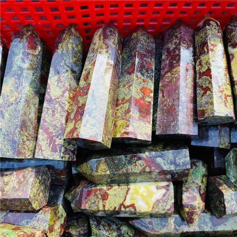 Wholesale Natural Dragon Blood Stone Point Wand Crystal Tower for Decoration