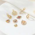Wholesale Microinlaid Zircon 14k Gold Heart Hello Kitty Pendant Charms Necklace Earrings DIY Accessories for Jewelry Making