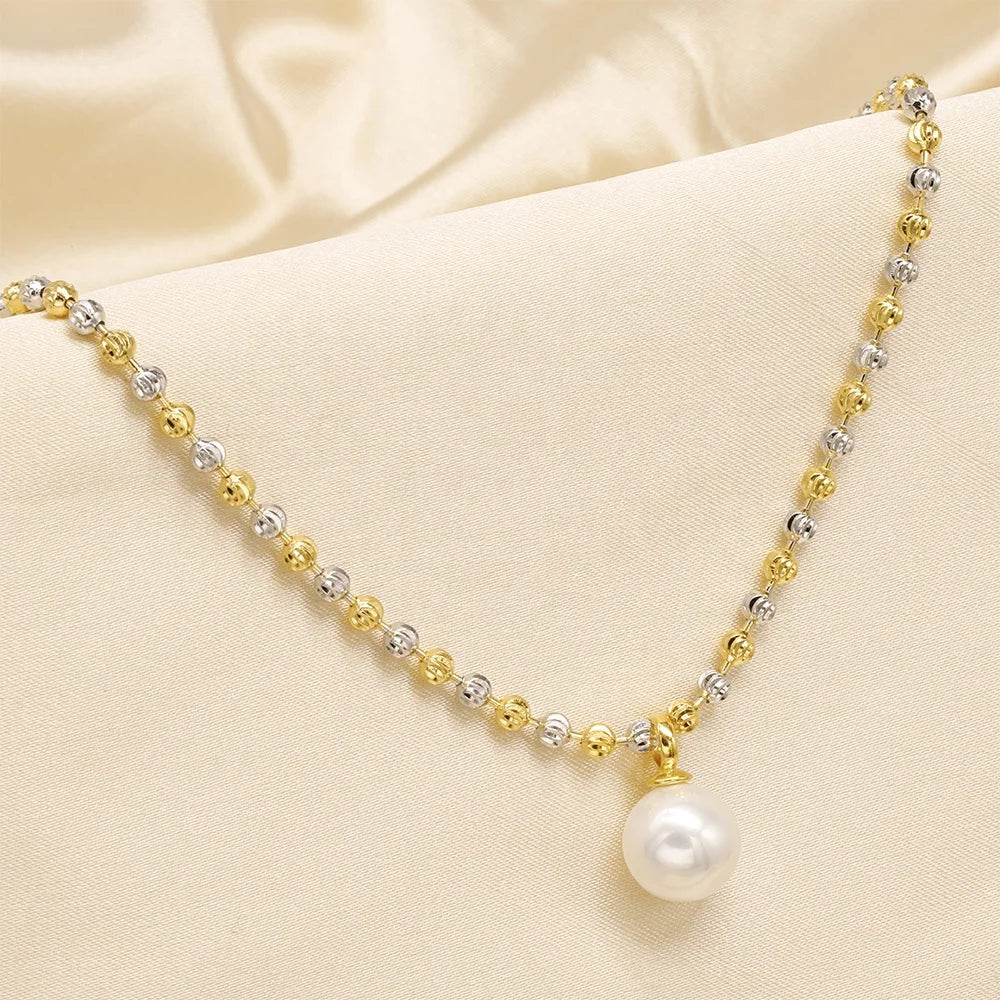 N077 10-11mm DIY Natural  Freshwater Pearl Charm Pendant Necklace Chain Accessory 925 Sterling Silver Jewelry for Women