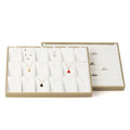 Elegant Gold White PU Leather Jewelry Tray Decoration Organizer Box Necklace Ring Pendant Jewelry Tray
