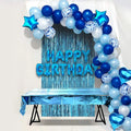 Rose Gold Blue Star Foil Balloon Set Latex Globos for Wedding Bridal Shower Birthday Party Decorations Including Curtain Table