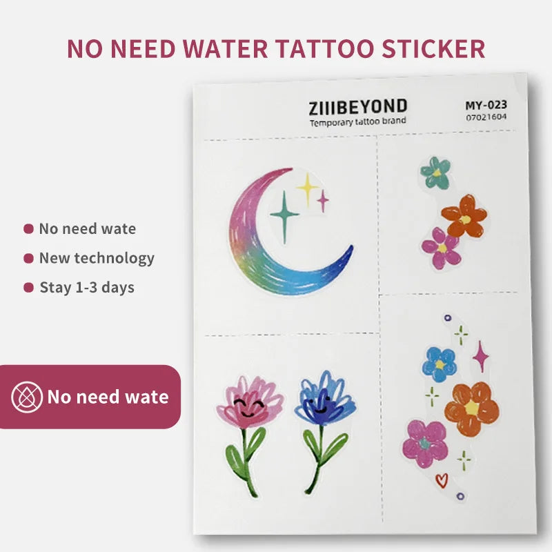5*5cm Fashionable Zero Water PVC Material Press-On Peel-Wearable Tattoo Sticker for Face Application Waterless Seconds Tattoos