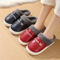New PU Leather Home Shoes Non-slip Winter Warm slippers