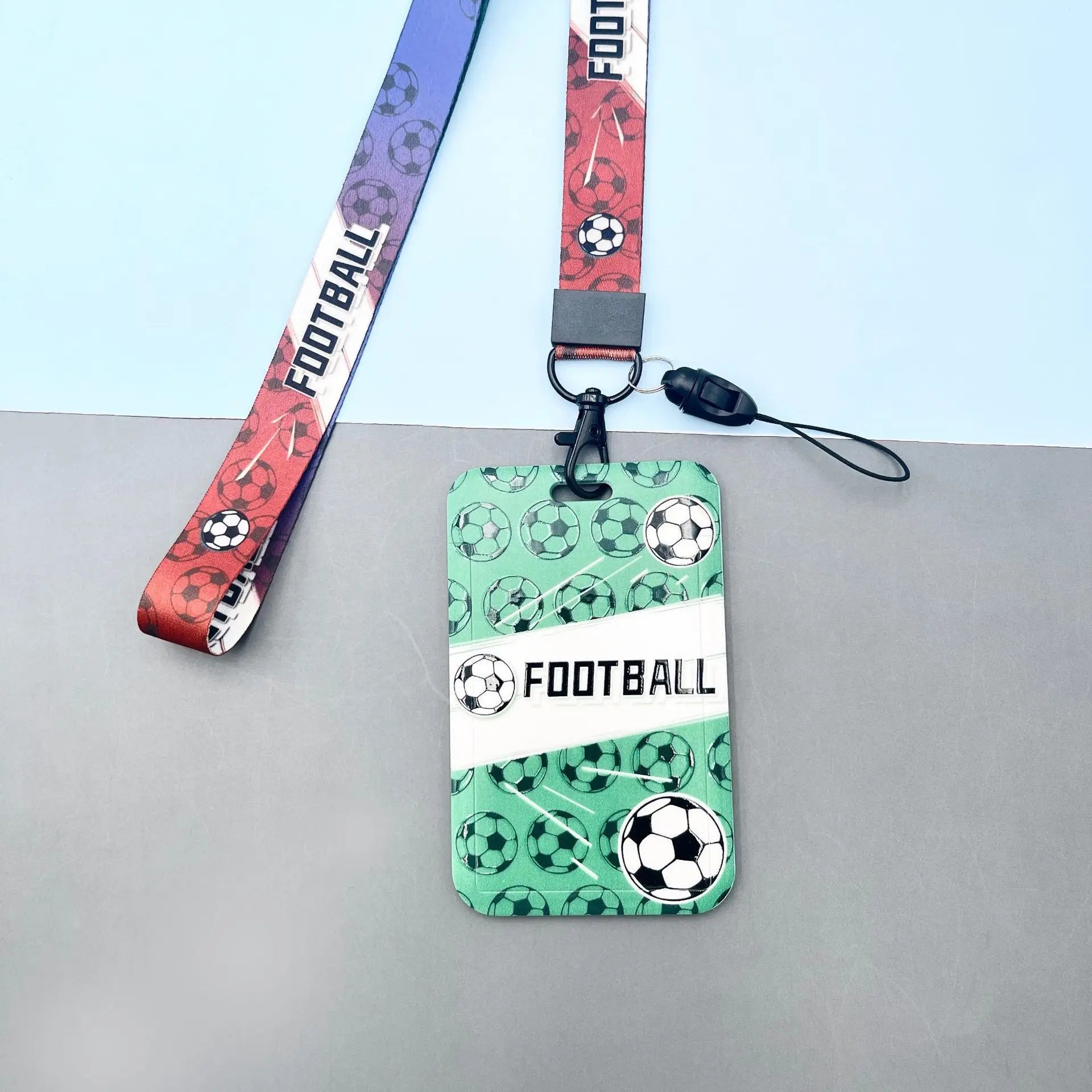 Hot Selling Eco-Friendly Durable Football Design Anti-Lost Neck Polyester Personalized Phone Lanyards Soccer Style ID Badge Card