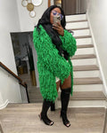 GX6268 Fashion Ladies Street Wear Knitted Hand-made Sweater Tassel Cardigan Jacket Women