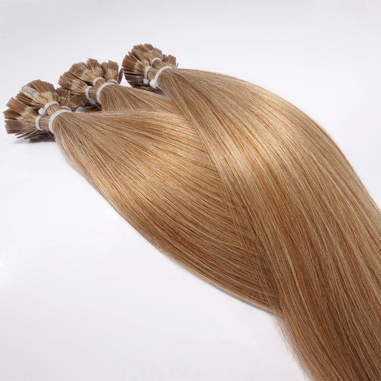 Flat Tip Human Hair Extensions Keratin Premium Grey Nano Bond Russian
