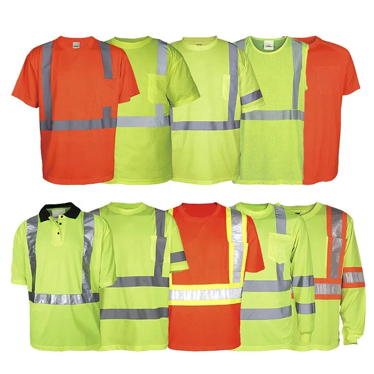 Custom Long and Short Sleeve Hi Vis Safety T-shirt with Reflective Tape Breathable Reflective T-shirt/
