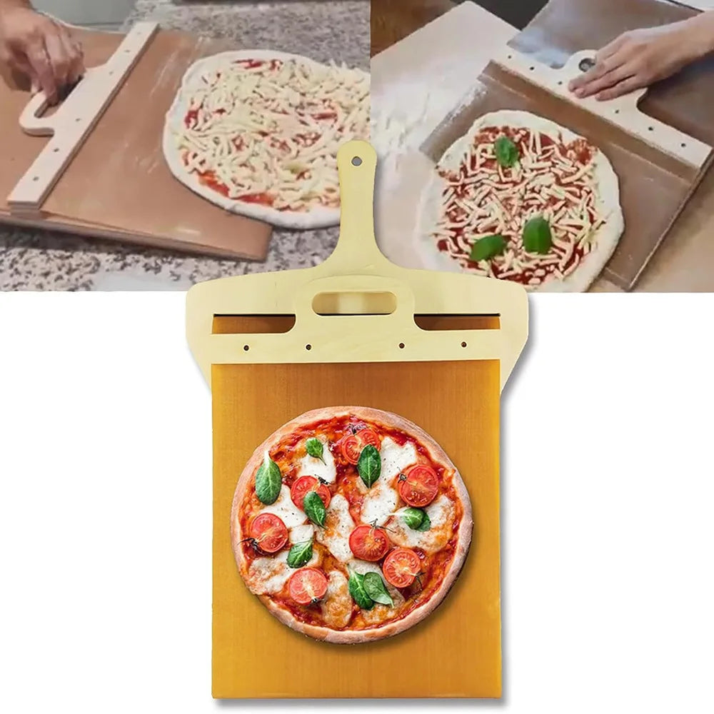 New Design Pizza Spade Tool Cake Multifunctional Magic Sliden Pizza Peel Shovel Wood Sliding Pizza Peel Shovel with Handle