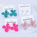 Jachon New Flower Korean Style Flower Earrings Long Temperament Colorful Fashion Jewelry Gold Plated Earring for Party & Gift