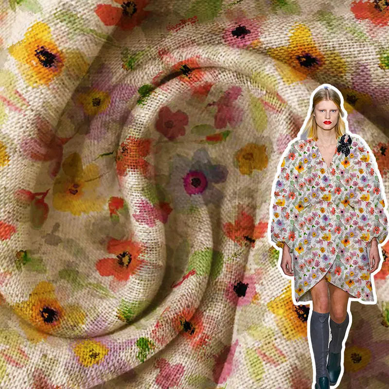 Plain Lightweight Pure With Cuton Printed 100% Linen and Flax Fabric