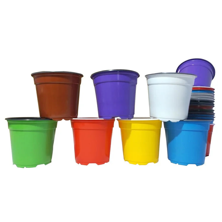 Wholesale Cheap Decorative Colourful Double-color Printed Planter Plastic Gardening Plants Flower Pot MegaBDM
