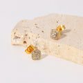 Dainty White Zircon Inlaid Square Shape 316 Stainless Steel 18K Gold Plated Jewelry Stud Earrings for Women