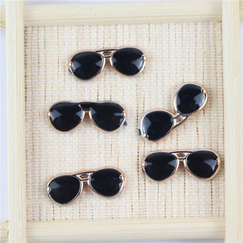 100PCS/bag 9mm*2cm Mini Cute Eyeglass Charms Glasses Shape Enamel Resin Ornaments for Handmade Hair Accessories