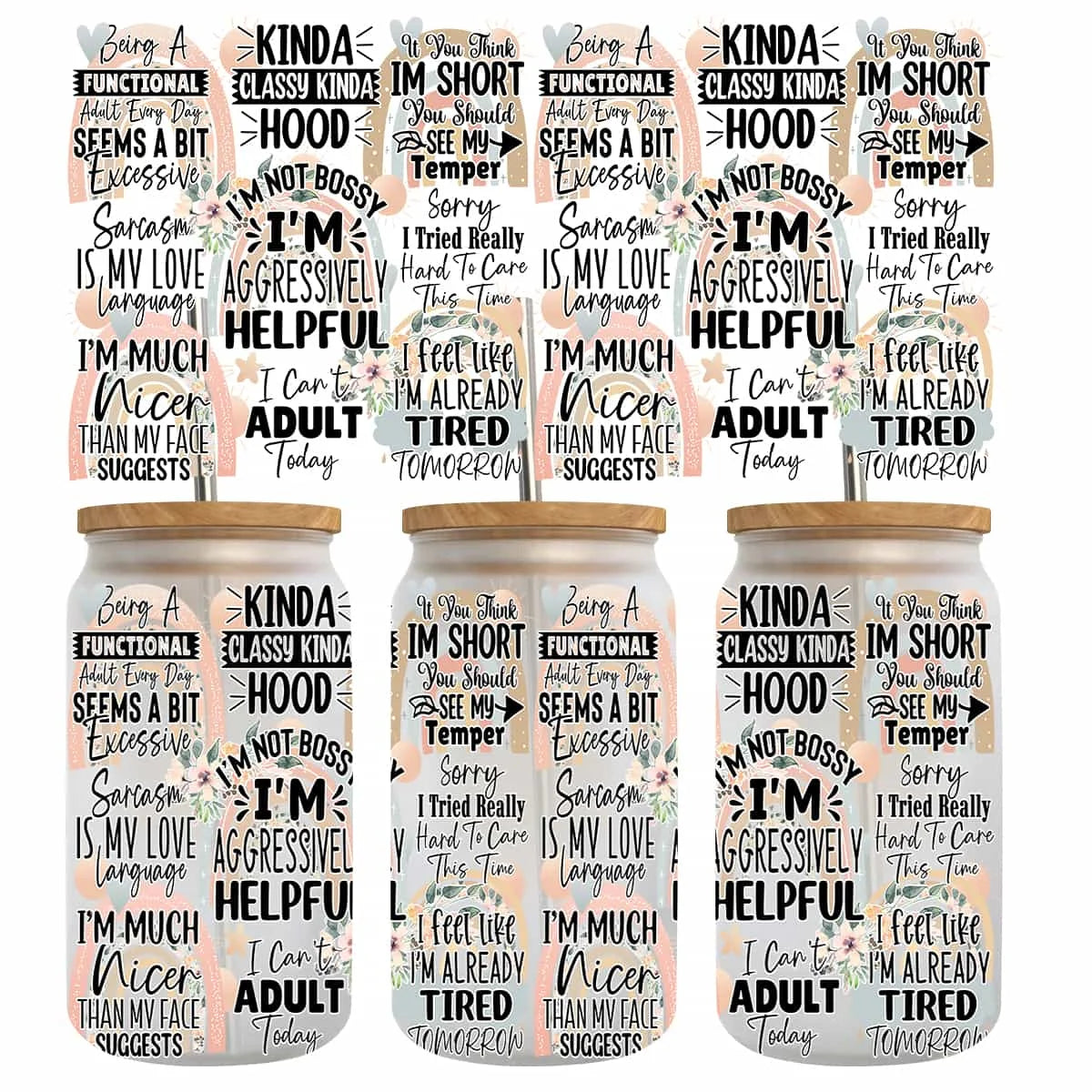 Wholesale Customized Cup Wrap Designs Label Sticker UV DTF Cup Wrap Transfers Transfer Printing Vinyl Stickers