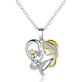 Mon Africa Brand Jewelry Luxury Mothers Day Rose Gold Plated Woman Heart Chain Mother Daughter Pendant Necklace