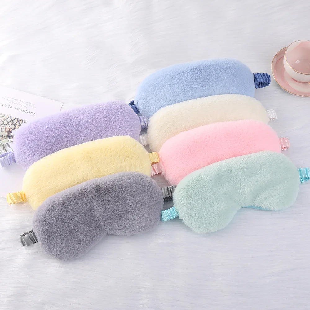 Wholesale Plush Faux Fur Sleep Mask Fluffy Soft Eye Cover for Travel or Home Essential for Sleeping Travel Promotion