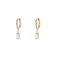 Fashion Fine 18k Gold Plated Zircon Charm Earring Stainless Steel Hoop Earring