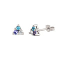 LOZRUNVE 925 Sterling Silver Colored Rainbow Triple Mini CZ Cartilage Earring Studs