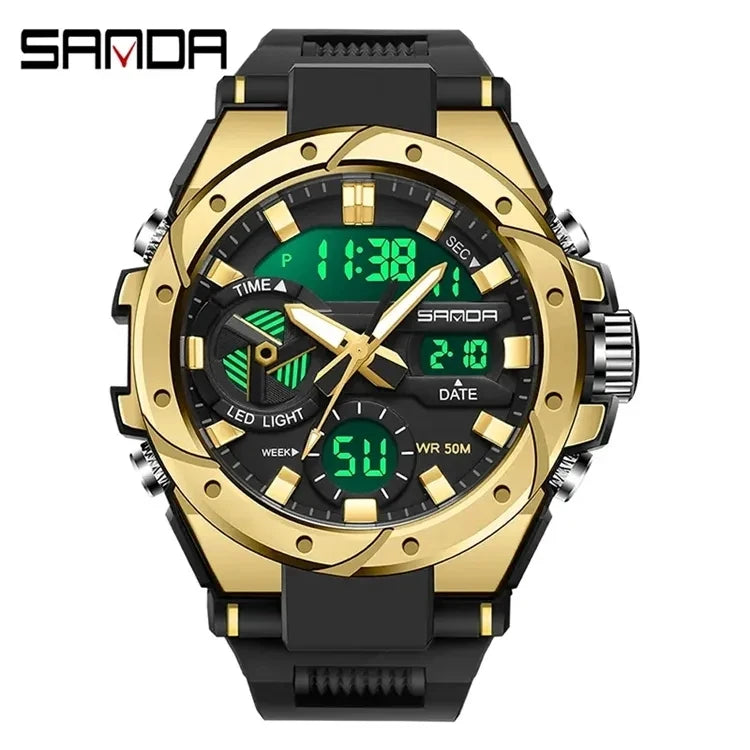 OEM SANDA 3313 Men's Watch High Quality Waterproof Watch for Men with Analog-Digital Dual Movement Fashion Male Wristwatch