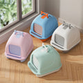Spatter-proof Cute Hooded Cat Litter Pan Large Enclosed Cat Litter Box with Lid