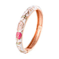 Daili Bangles Wholesale Zinc Alloy Classic Enameled Cuff Bangle Bracelet Gold Plated Colorful White Flowers Charm Women