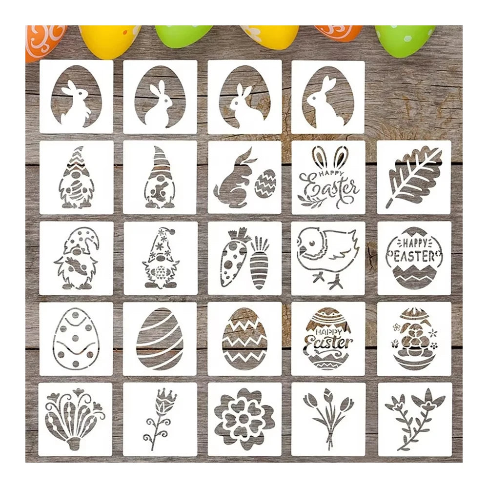 Easter Theme Party Egg Rabbit Painting Stencils Children's Art Painting Template Furniture Decoration