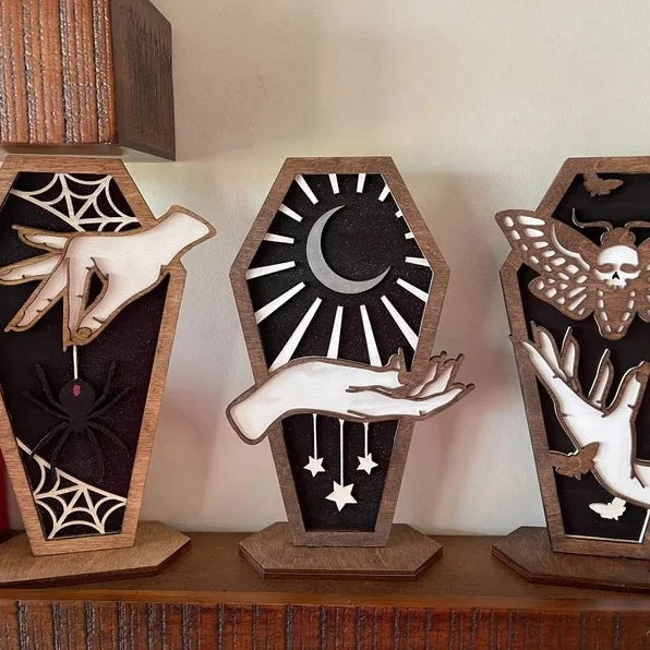 Witch Hand Wooden Coffin Wall Decor Coffin Shelf Gothic Decor Wooden Shelf for Wall or Table Top Wall Room Decor