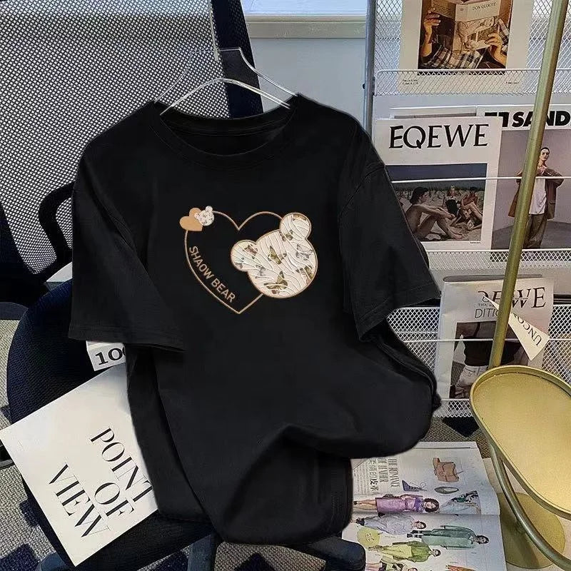 Best Selling Casual Women's Cotton T-Shirts Fashion Pattern Short Sleeve Crew Neck Shirt Custom Printing Clothing