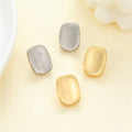 New Trendy Korean Popular Jewelry Retro Minimalist Style Square Brass Needle Frosted Brushed Stud Earrings Women 14K Gold Plated