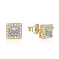Wholesale Wedding Square Shape Earring Sparkling Simulated Diamond Cubic Zircon Silver Stud Earrings for Women