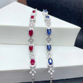 Italian Luxury 925 Sterling Silver Women's Fashion Bracelet with Natural Ruby Sapphire Classic Gold Plating for Parties