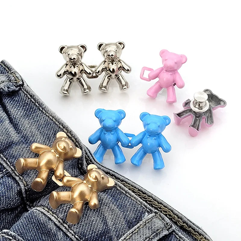 Custom Cute Bear Pants Button Removable Instant Waist Jeans Pin Buttons Adjustable Bear Buttons