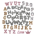 Hot Sale Wholesale Price A-Z Crown love Gold Silver pink Color Iron on Sequin Alphabet Patches Letters for Clothing Cap