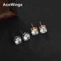 E071 8mm Round Stud Earrings Brass Zircon Gold Plated Geometric Trendy Fashion Jewelry for Women Bling Bling