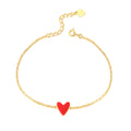 Wholesale Low Price 14K Gold Plated 925 Sterling Silver Love Heart Synthetic Red Coral Charm Bracelet HI065