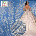 New Luxury African Wedding Party Tulle Embroidery Sequin With Beads Bridal Lace Fabric
