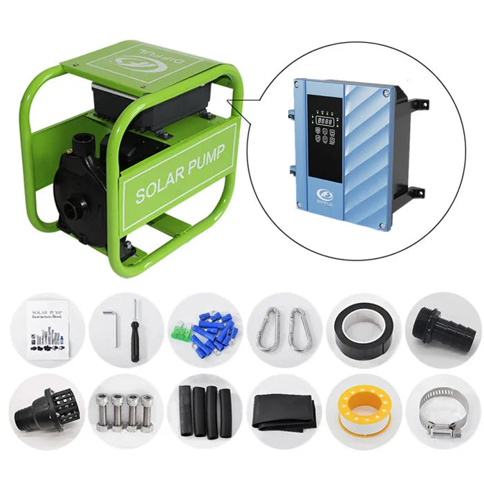 Difful Brand  2HP AC/DC Hybrid Solar Surface Pump Solar Pump Complete Set  System for Irrigation