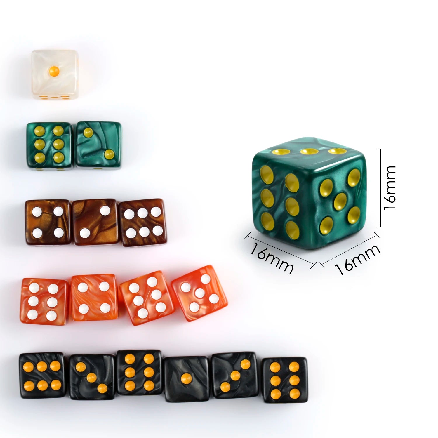 Acrylic 16mm Square Casino Dice 6 Sided Custom Dice Dot D6 for Board Game