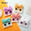 Boyarn New Summer Kids Sunglasses Flower Eyeglass With Headbands Set Kid Sunglasses Headbands Bows Girl Flower  Shades