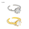 FUAMAY Classic Large Round CZ Stone Open Engagement Ring Silver Pave Setting for Anniversary Wedding & Party