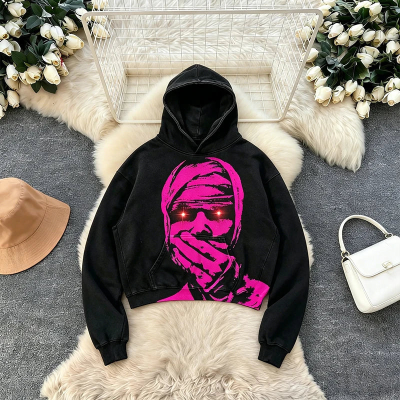 Trendy Fashionable Unique Versatile Autumn Hoodie Outfits Washed Solid Embroidered Hip Hop Streetwear Men's Oversized Waterproof