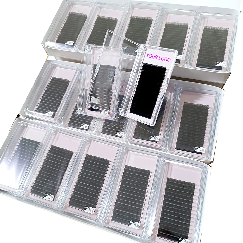 Wholesale Siberian Individual Faux Mink Eyelash Extension Professional Volume Silk Lashes Classic Lash Tray
