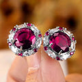 Huitan Unique Designs Vintage Jewelry 3A CZ Crystal 5 Colored Cubic Zirconia Earrings Wholesale Silvery Stud Earring for Women