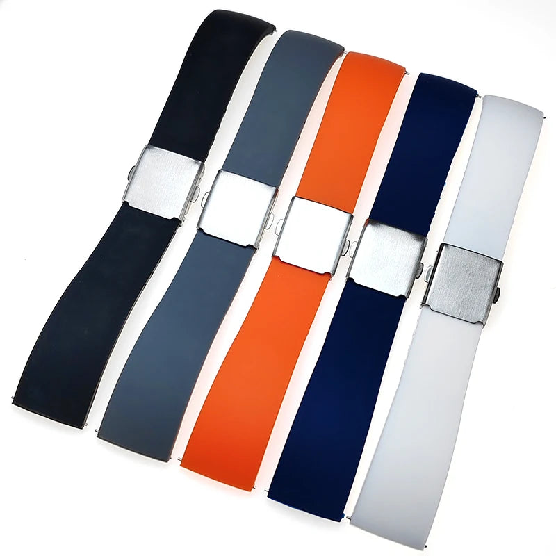 18mm 20mm 22mm 24mm Quick Release Rubber Silicone Watch Band Watch Strap with Deployment Buckle