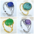Classic Amethyst 925 Silver Plated Inlay Ring Fancy Design Women Wedding Engagement Valentine Day Gift Natural Stone Jewelry