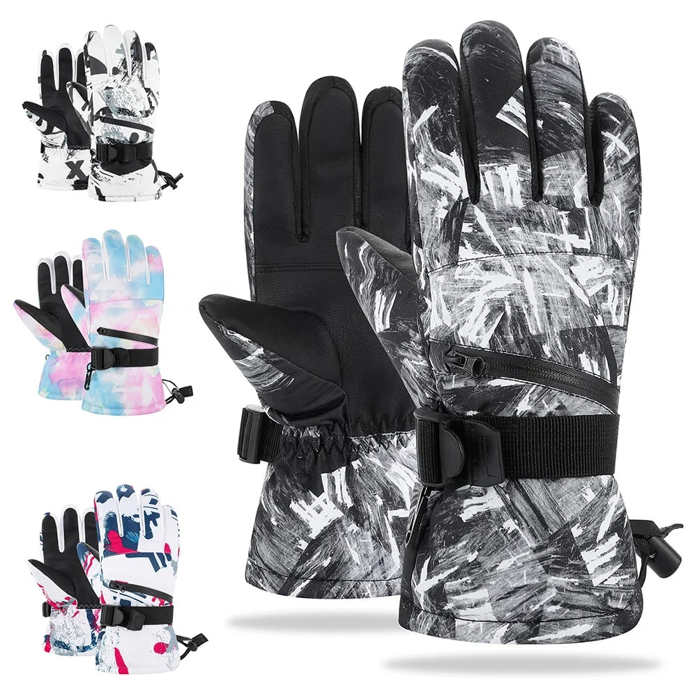 Ski Snow Gloves Waterproof Winter Warm Gloves Touchscreen Anti slip with Pocket for Skiing Riding Cycling