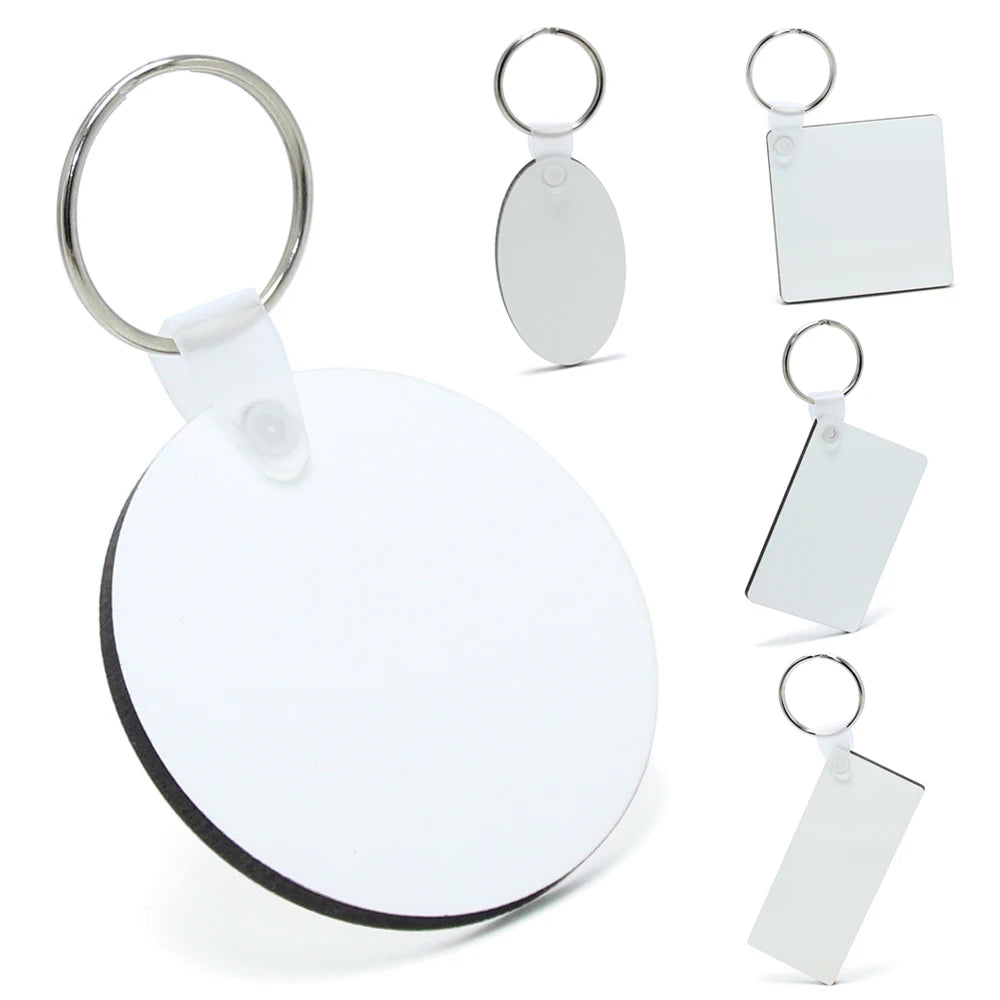 Wholesale DIY Gift Blank House Key Chain Bone MDF Round Wooden Keyring Square Star Wood Heart Rectangle Sublimation MDF Keychain