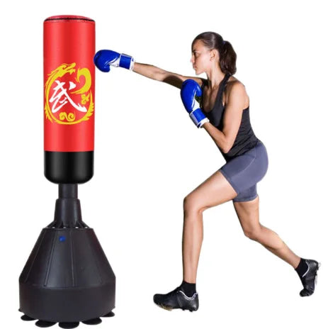 PU Leather Inflatable Heavy Punching Bag with PVC and Sands Filling for Kick Boxing Fitness Equipment