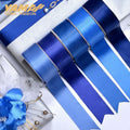 Factory Satin Ribbon 38mm Width Deep Blue Woven Polyester Fabric Double Face Style 100 Yards Roll for Gift Packaging