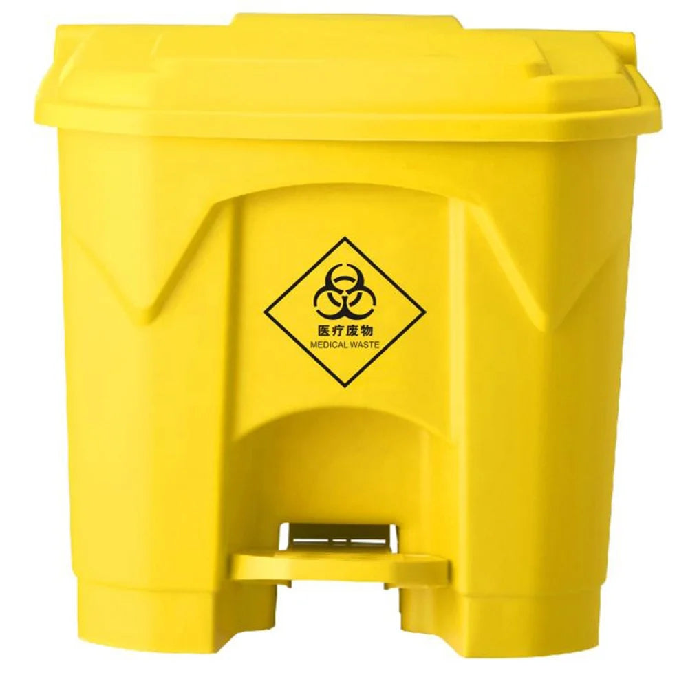 O-Cleaning 30L Plastic Step-On Trash Can With LidFoot Pedal Garbage CanHands-Free Rubbish Bin Classified Trash Container